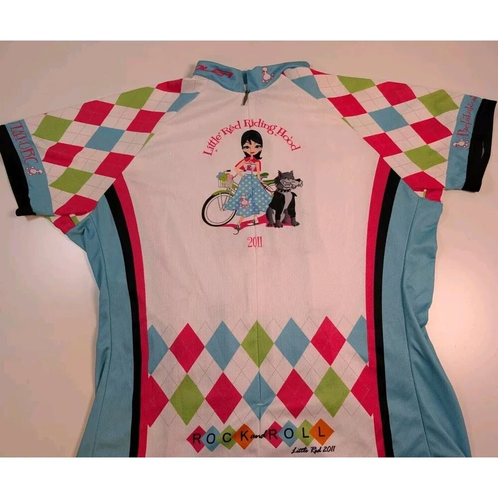 Voler Womens XL White Short Sleeves Little Red Riding Hood Bike Cycling Jersey